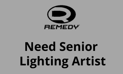 Need Senior Lighting Artist remedy studio finland