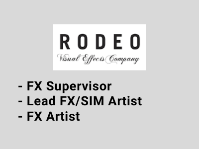 Rodeo FX Studio Jobs full time FX Artists canada