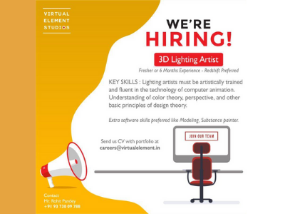 3D Lighting Artist required at Virtual Element