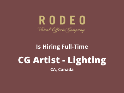 CG Artist required at Rodeo Visual Effects studio