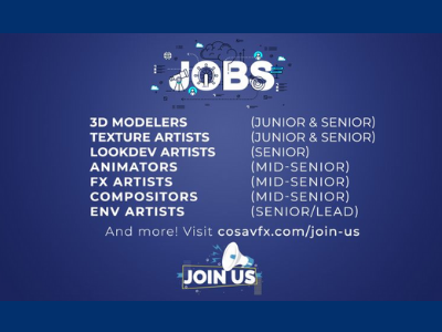 Multiple job openings at CoSA VFX Studios
