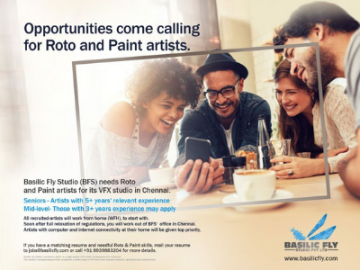 Roto & Paint Artists required at Basilic Fly Studio