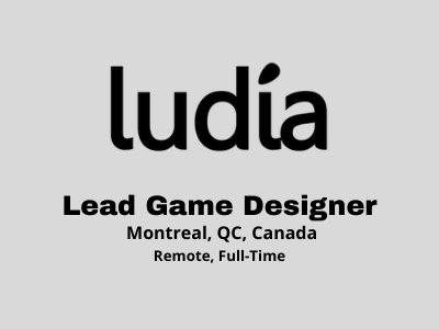 Lead Game Designer required at Ludia Inc. studio
