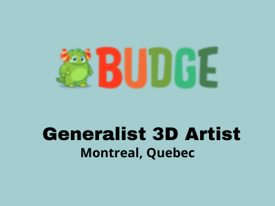Generalist 3D Artist required at Budge Studios