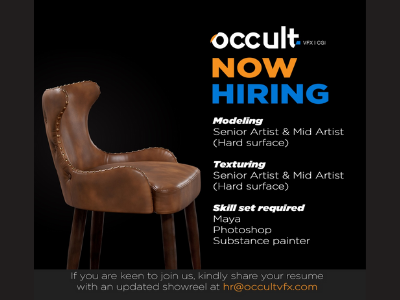 Occult studio hiring Modeling & Texturing Artist