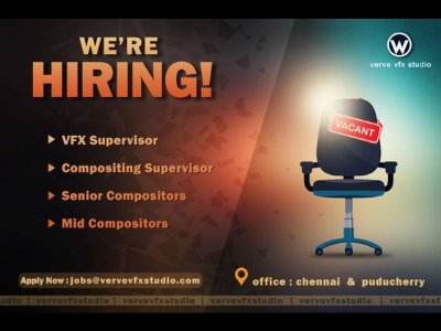 Full-time jobs openings at Verve VFX Studios - VFX, Compositing