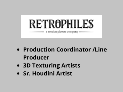 Retrophiles hiring Artists Multiple openings