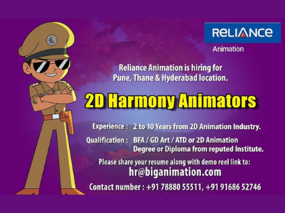 2D Harmony Animator job at Reliance Animation Full-time