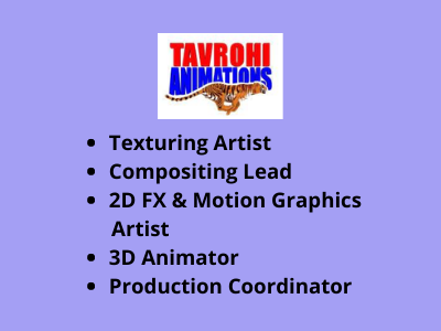 Multiple job openings at Tavrohi Animation Studio - 2D/3D jobs