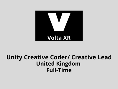 Unity Creative Coder requird at Volta XR Studio