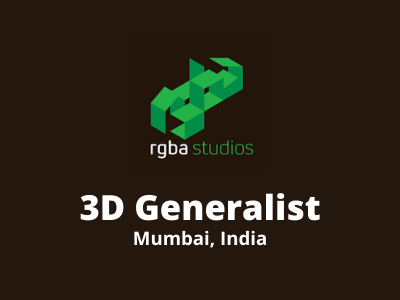 Fresher 3D Generalist required at RGBA Studios