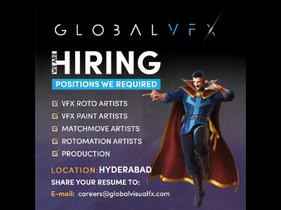 Global VFX Studio has multiple job openings - Roto, Paint, Matchmove