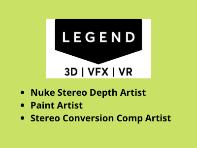 Multiple job openings at Legend 3D Studio