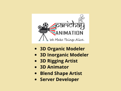 3D Artists multiple jobs at Parichay Animation Studio