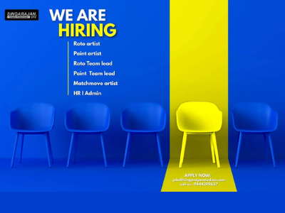 SINGARAJAN VFX hiring for multiple jobs