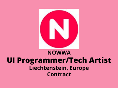 UI ProgrammerTech Artist required at NOWWA