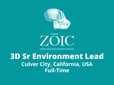 3D Senior Environment Lead required at Zoic Studios