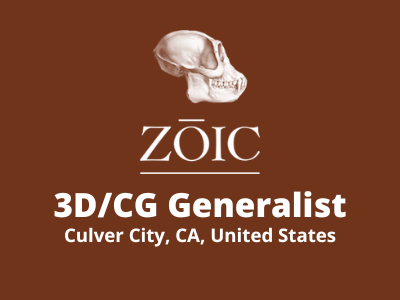 3DCG Generalist required at Zoic Studios