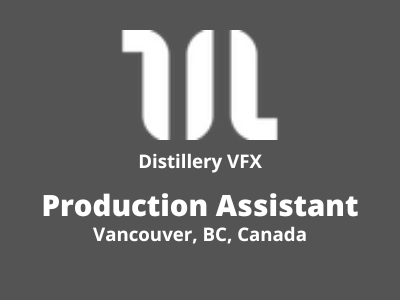 Production Assistant required at Distillery VFX Studio
