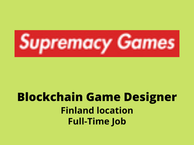 Game Designer required at Supremacy Games