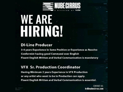 NUBECIRRUS hiring Line Producer & Production Coordinator