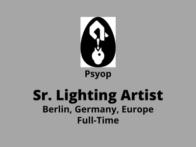 Sr. Lighting Artist required at Psyop Studio