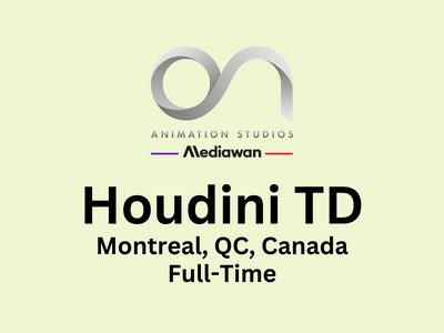 Houdini TD required at ON Animation Studios - Python, C++