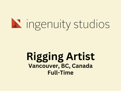 Rigging Artist required at Ingenuity Studios