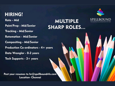 Spellbound VFX and Animation hiring is open