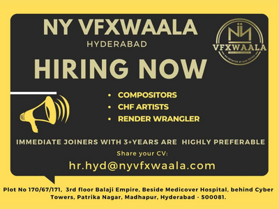NY VXFWAALA is hiring for Hyderabad studio