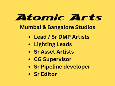 Atomic Arts India is hiring for senior positions