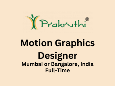 Prakruthi NGO looking for Motion Graphics Designer