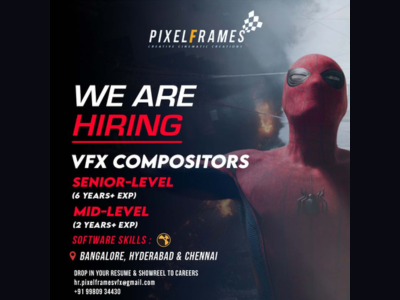 VFX Compositors required at Pixel Frames Studio