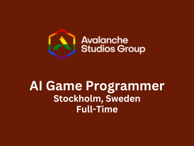AI Game Programmer required at Avalanche Studios Group