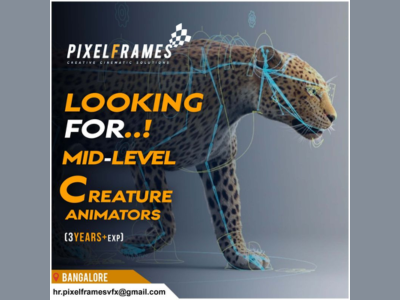 Pixelframes VFX is looking for Creature Animators