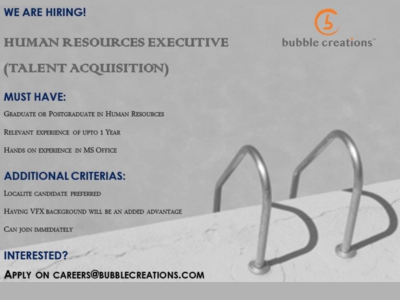 Bubble Creations is hiring Human Resource Executive