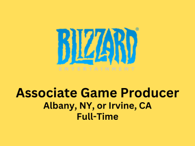 Associate Game Producer required at Blizzard Entertainment