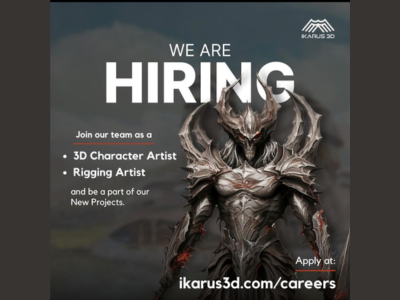 Ikarus 3D studio is hiring 3D Character Artist & Rigging Artist