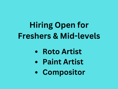 Immediate hiring is open for Freshers and Mid-level artists