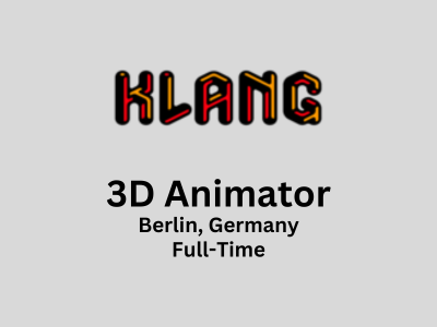 Klang game studio is looking for 3D Animator
