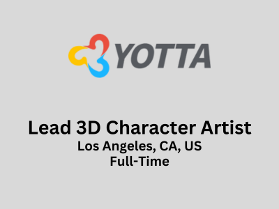 Lead 3D Character Artist required at Yotta