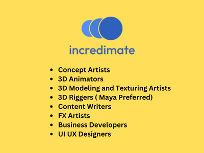 Latest job openings at Incredimate Studio