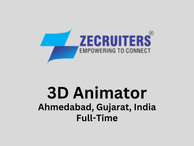 Zecruiters is looking to hire 3D Animators