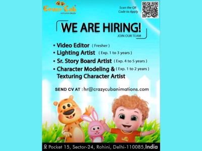 Latest job openings at Crazy Cub Animation Studio