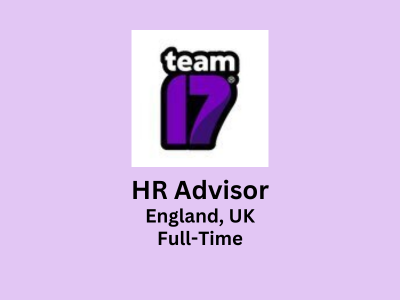 Team17 is seeking for the role of HR Advisor