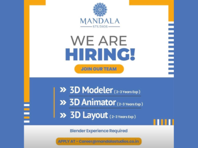 Mandala Studios is hiring for multiple 3D jobs