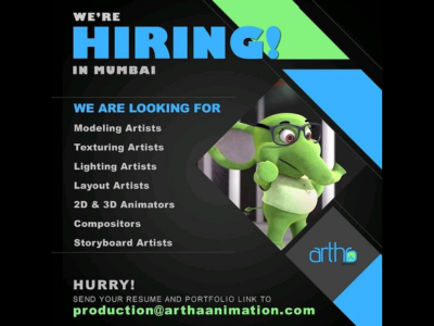 Artha Animation is hiring for multiple job openings