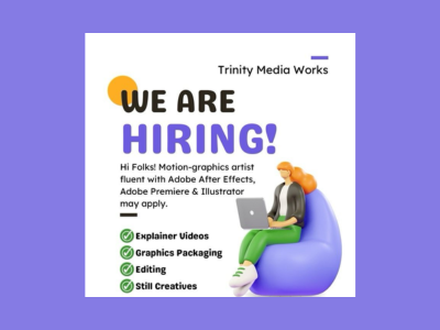 Motion Graphics Artist required at Trinity Media Works