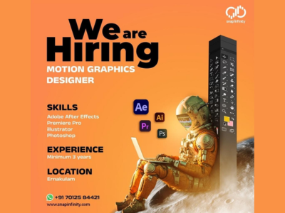 Motion Graphics Designer required at SnapInfinity – Animation and VFX Jobs