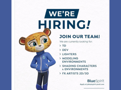 Multiple job openings at Blue Spirit Studio - Lighting, Dev, TD, FX